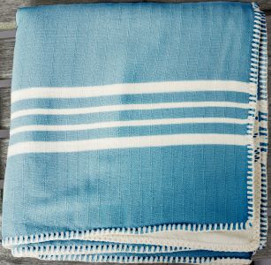 Marmara Imports Turkish Farmer's Stitch Marine Blue Throw