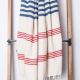 Marmara Imports Turkish Towels - Regatta White with Red and Blue Stripes